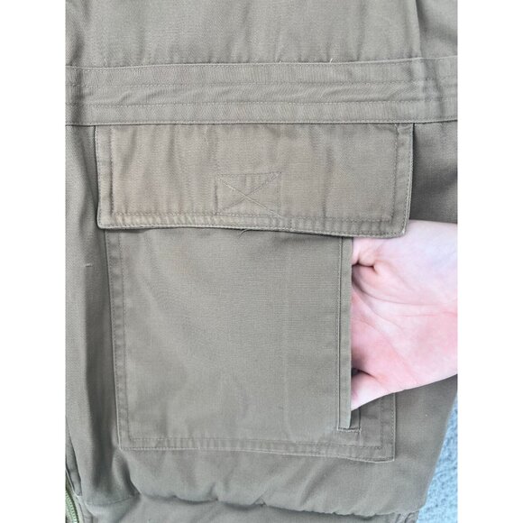 VTG Branded Lion Men's Brown Vest Pockets Insulated Blue Plaid Liners Size L - Picture 9 of 15